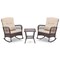 Costway Patio 3PCS Rocking Wicker Bistro Set 2 Rocker Chairs Tempered Glass Side Table